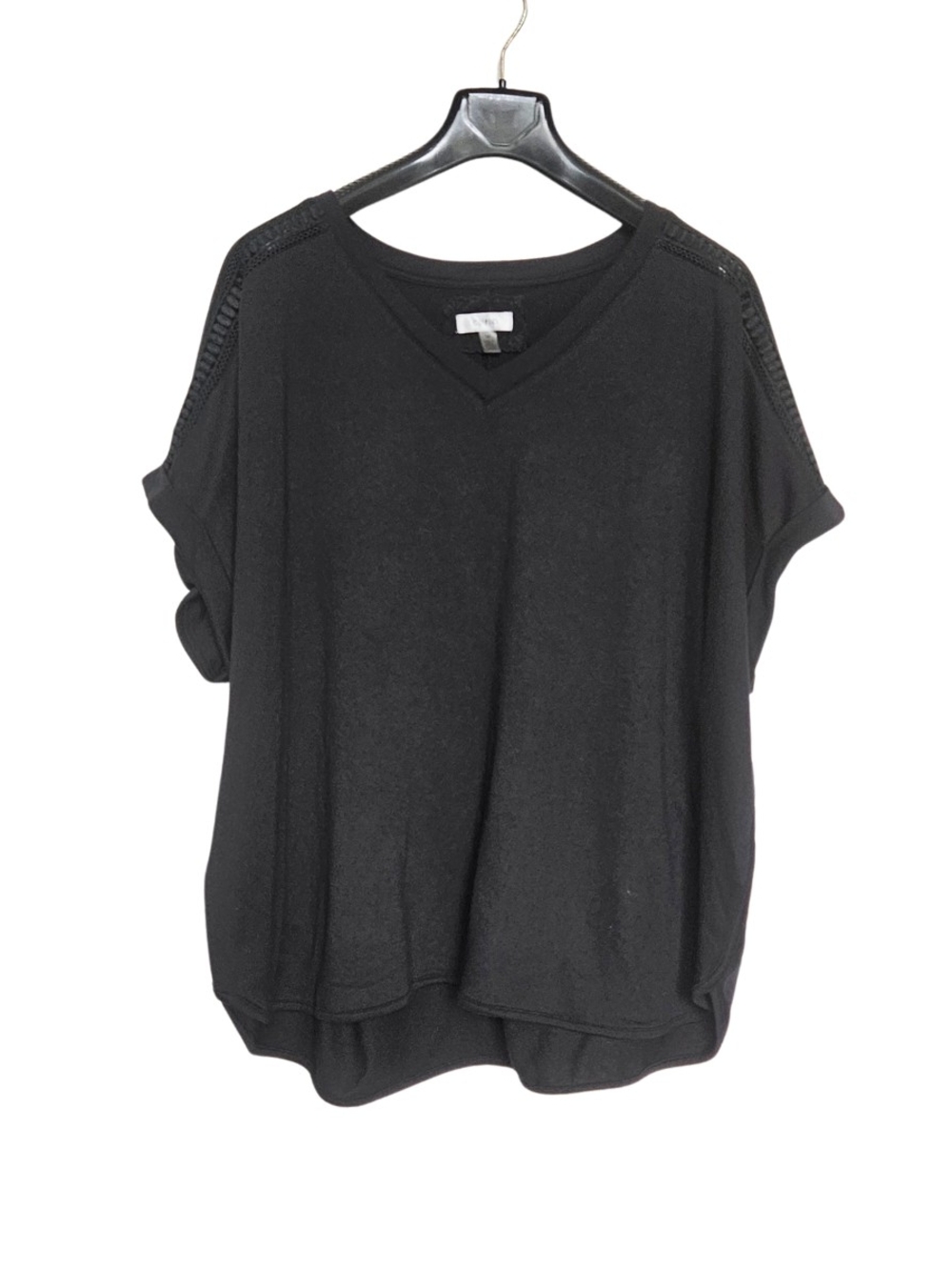Cupio Women's Plus Size 3X Black V-Neck Short Sleeve Knit Tee